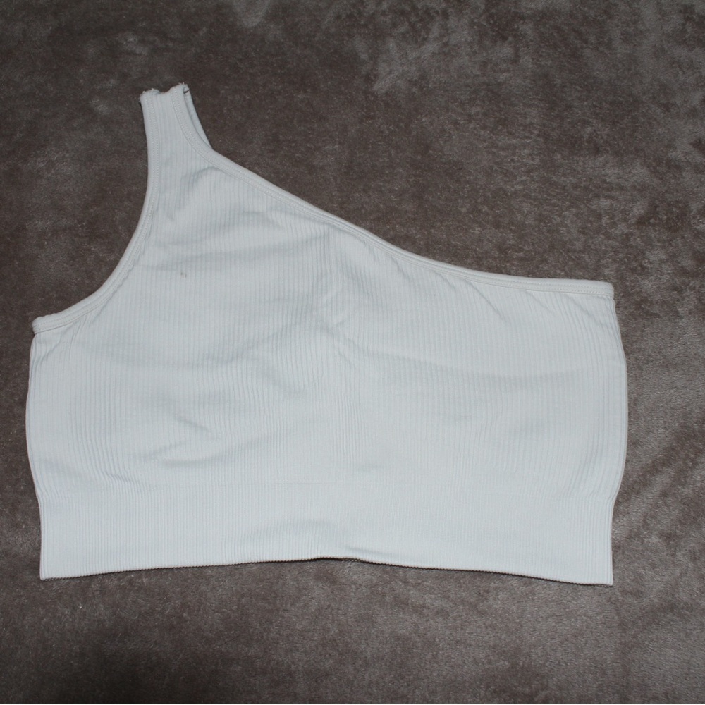 Elegant White One-Shoulder Women's Tank Top